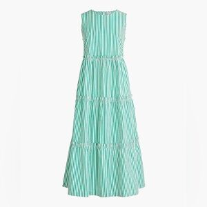 J.Crew Factory| Green and White Striped Maxi Dress